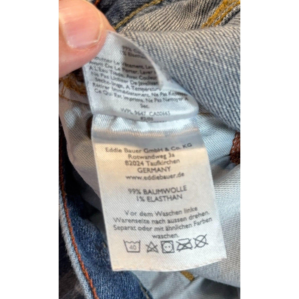 Eddie Bauer Women's Boyfriend Jeans Size 16 Button Fly Relaxed Blue 29 Inseam