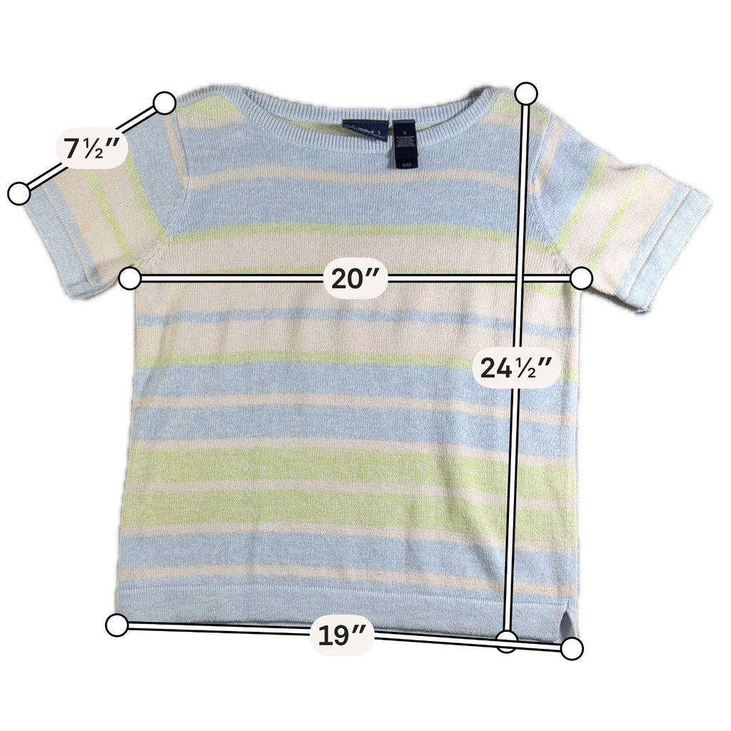 Crazy Horse Liz Claiborne Sweater Women’s S Pastel Striped Short Sleeve Knit NWT