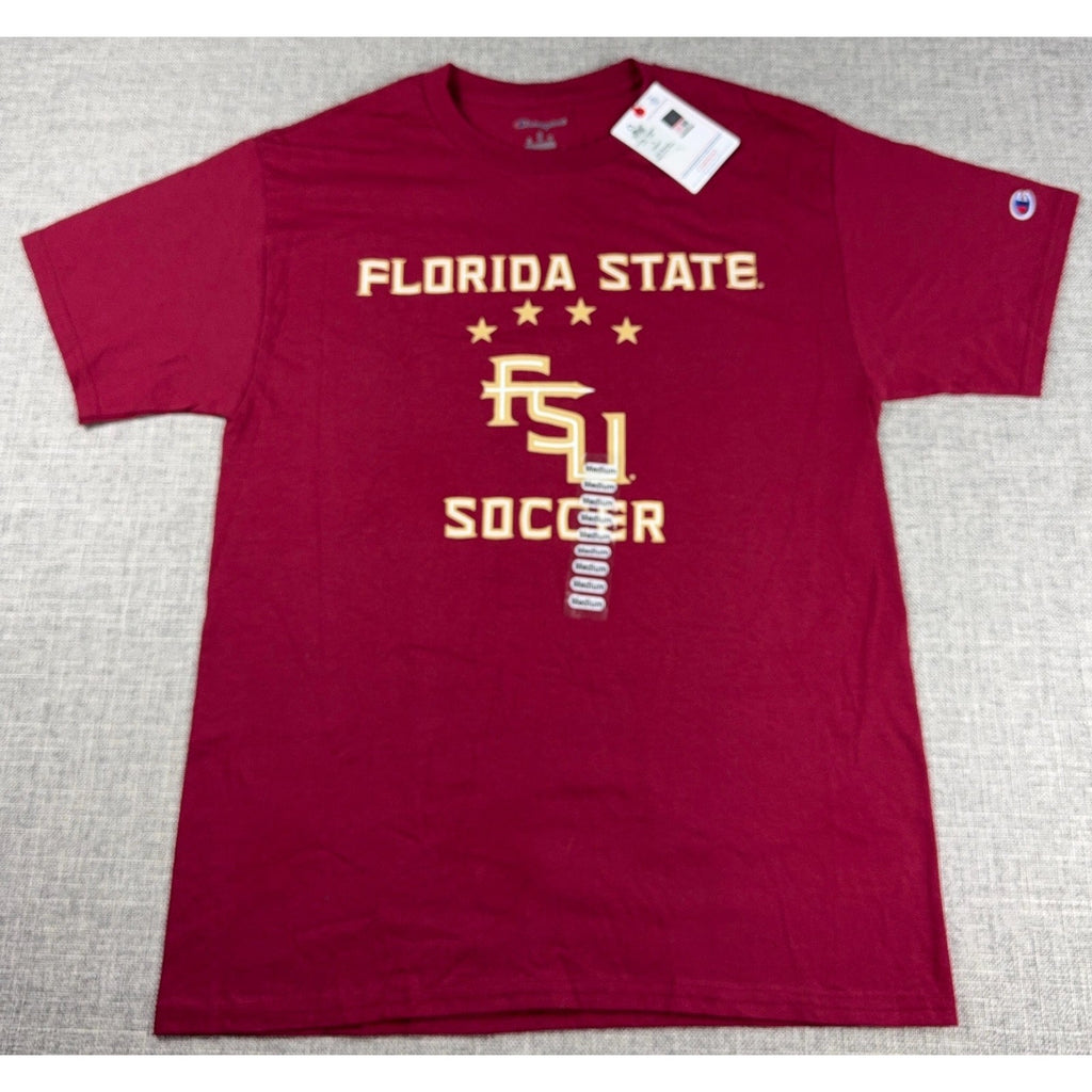 Champion Florida State FSU Womens Soccer Four Stars T Shirt Medium NWT Garnet