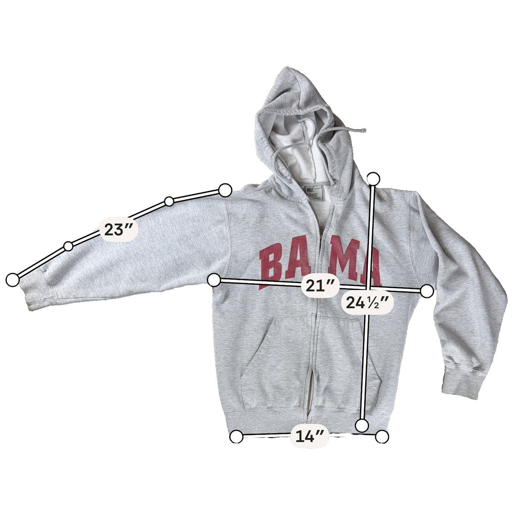 Alabama Crimson Tide Hoodie Mens Medium Gray Full Zip MV Sport College NCAA