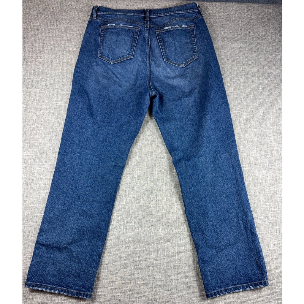 LOFT The Straight Crop Jeans Womens 10/32 Blue Denim Paisley Cuff Mid Rise