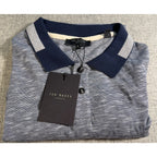 Ted Baker DALMOR Polo Shirt Mens Size 5 XL NWT Gray Navy 100% Cotton