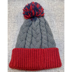 FC Barcelona Official Cable Knit Pom Beanie Hat Gray Red FCB Soccer Adult OS