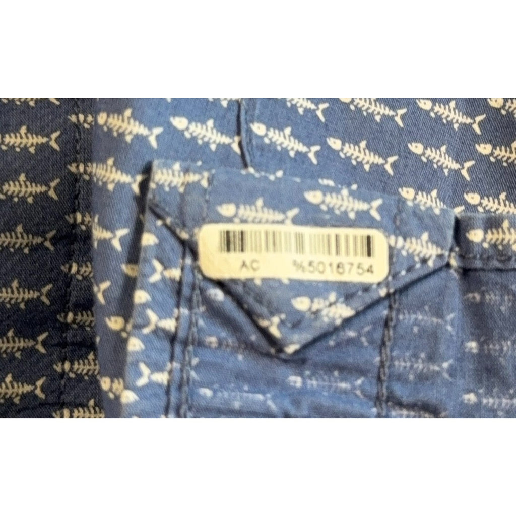Vineyard Vines Slim Fit Murray Shirt Mens M Blue Fishbone Print Cotton Button