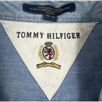 Vintage 90s Tommy Hilfiger Chambray Shirt Mens 16-35 L Hong Kong Crest