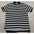 Polo Ralph Lauren Mens Large Polo Shirt Black White Striped Cotton Pony
