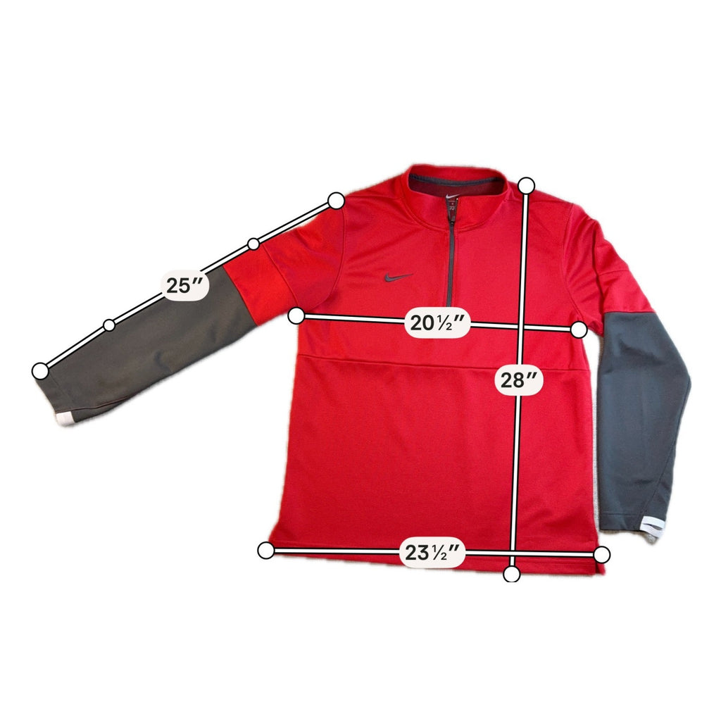 Nike Men M Red Black Colorblock 1/4 Zip Athletic Pullover Thumbholes