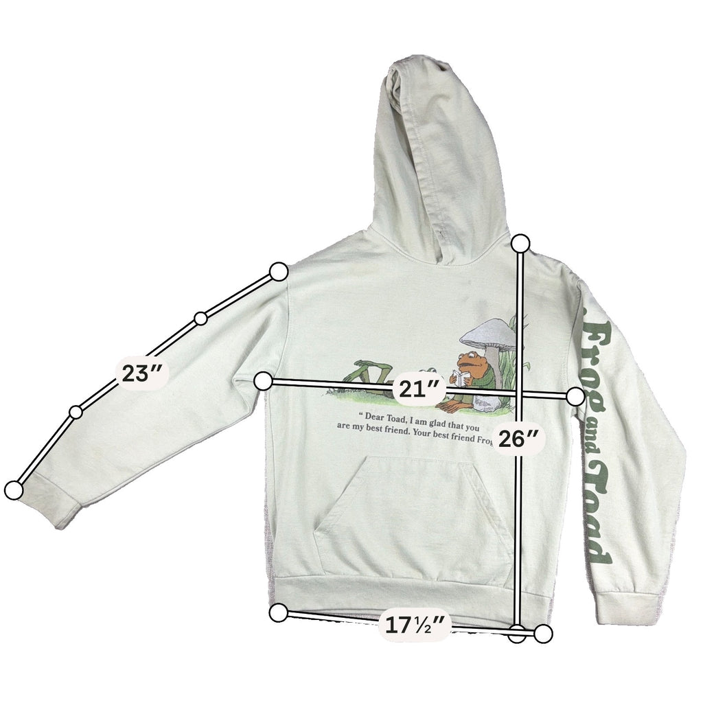 Frog and Toad Hoodie Mens Medium Sage Green Best Friends Graphic Pullover