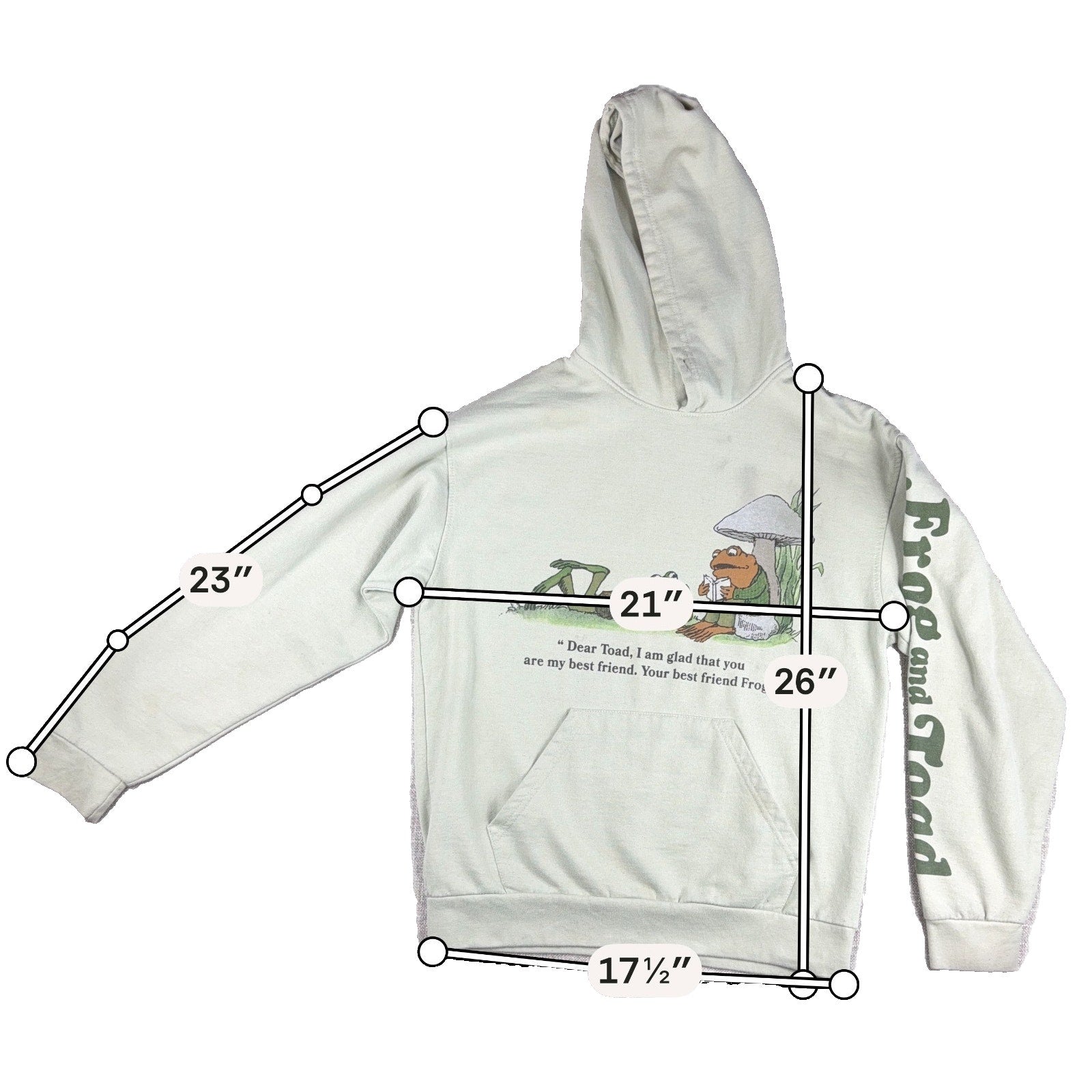 Frog and Toad Hoodie Mens Medium Sage Green Best Friends Graphic Pullover