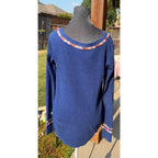 We The Free Free People Thermal Henley Top Small Blue Braided Trim Boho