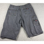 Dickies Carpenter Denim Shorts Mens 36 Gray Black Baggy Loose Fit Utility Skate