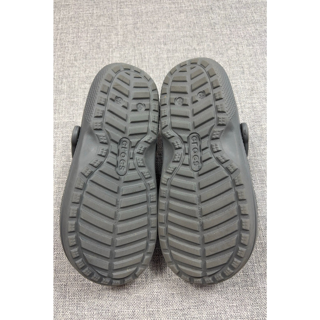 Crocs Classic Lined Clogs Gray M6 W8 Unisex Fleece Shoes w/ 5 Charms