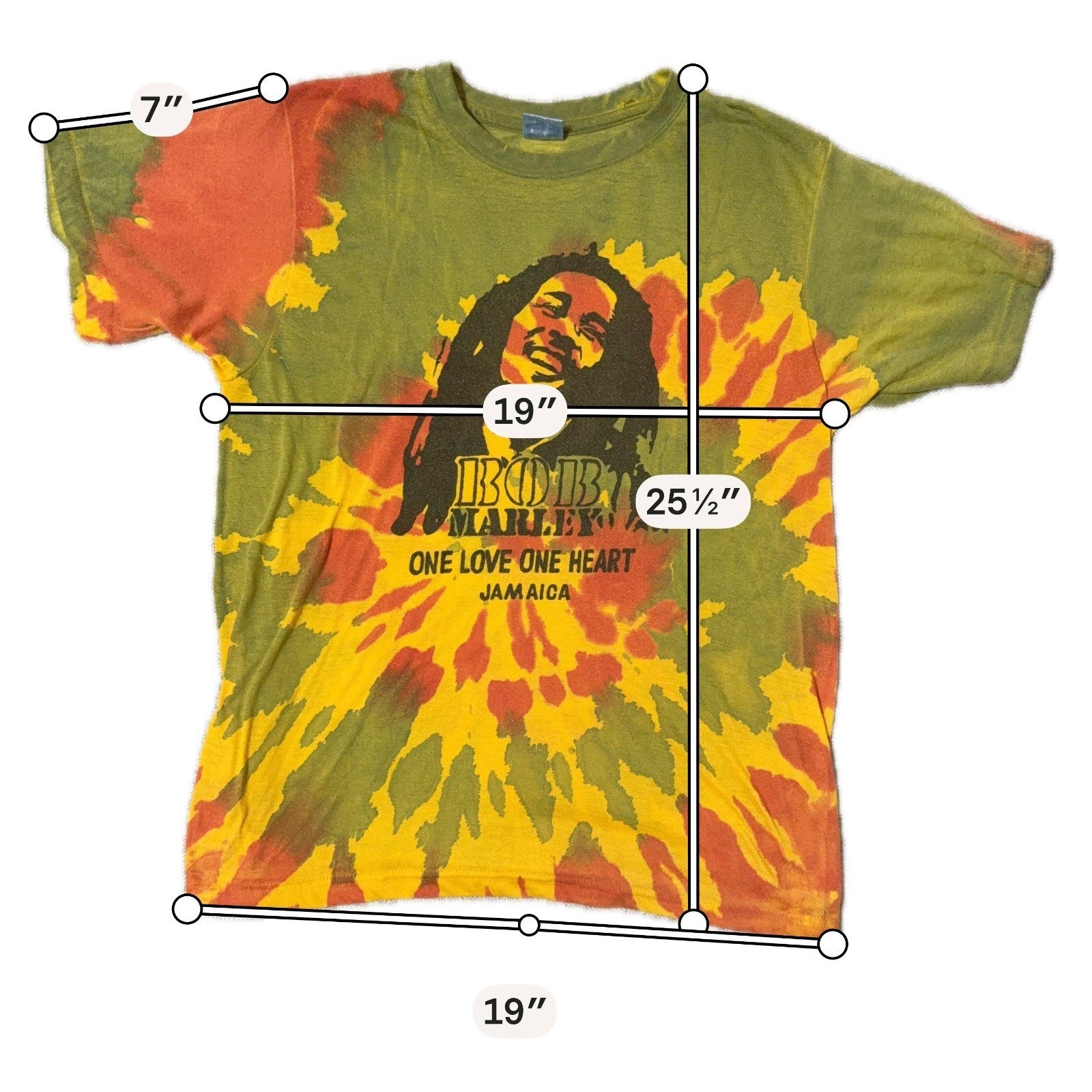 Bob Marley One Love One Heart Jamaica Tie Dye T Shirt Men’s Small Reggae