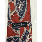Vintage Christian Dior Monsieur All Silk Red Blue Paisley Italy USA Designer Tie
