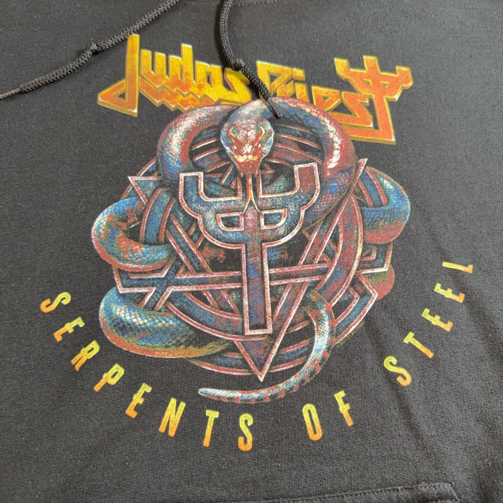 Judas Priest Serpents of Steel Hoodie Men M Black Heavy Metal Band Gildan