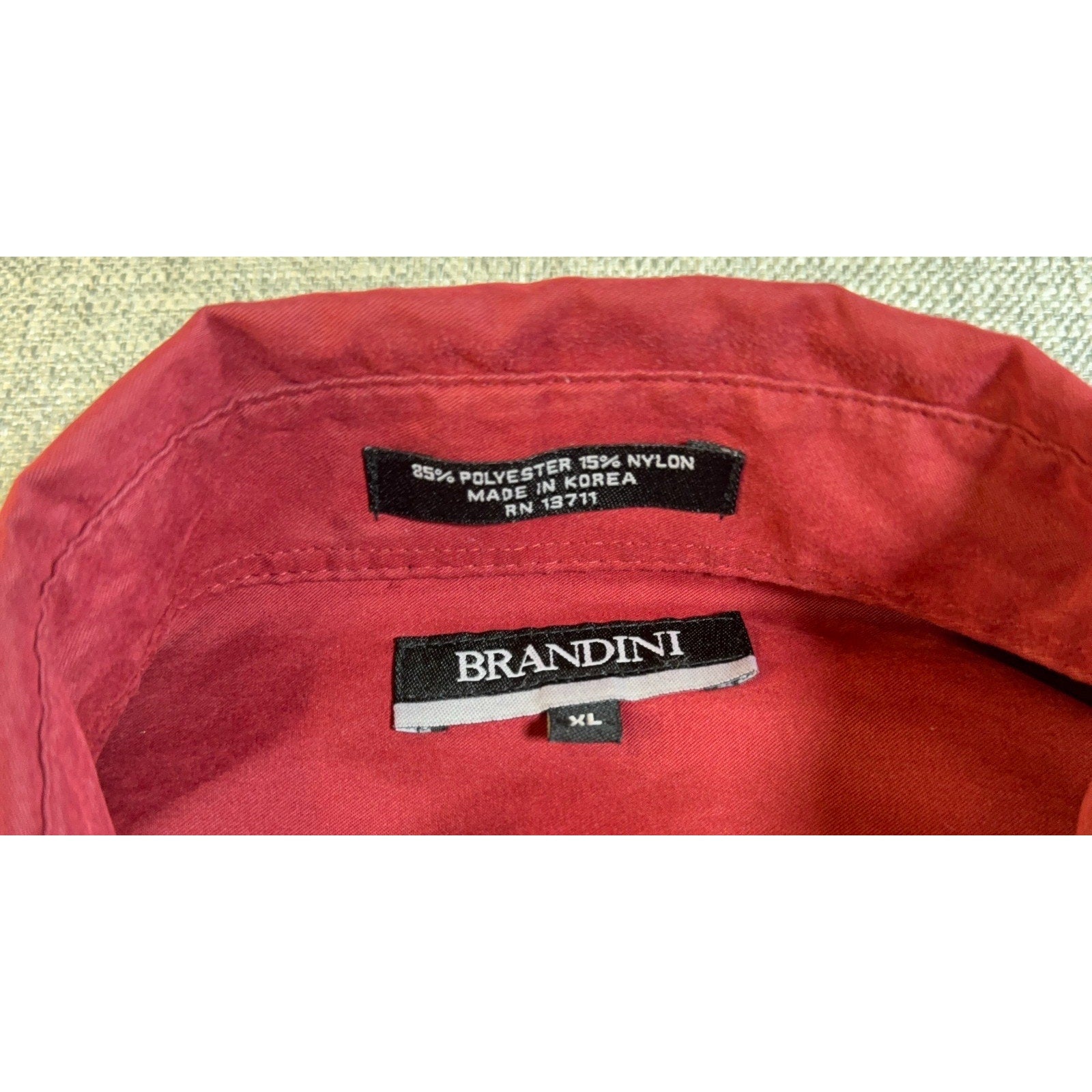 Brandini Le Collezioni Shirt Mens XL Red Faux Suede Microfiber Retro Button Up