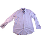 David Donahue Trim Fit Dress Shirt Mens 16.5 34/35 Purple Plaid 100% Cotton