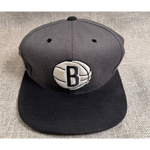 Mitchell & Ness Brooklyn Nets NBA Gray Black B Logo Snapback Hat Cap