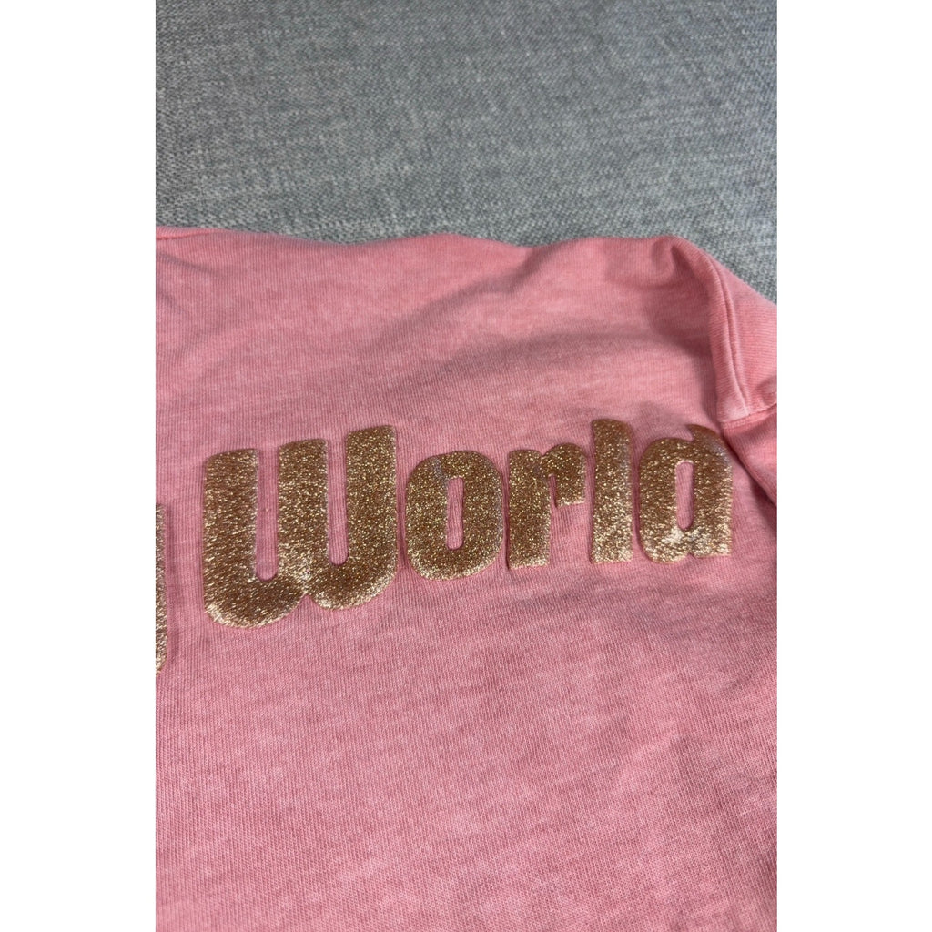 Walt Disney World Spirit Jersey XS Pink Rose Gold Glitter Long Sleeve Disney