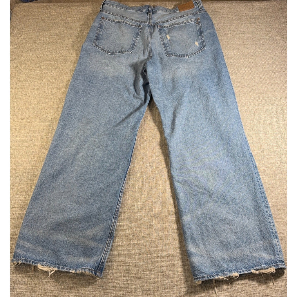 Madewell Low-Slung Baggy Jeans Womens 30 Hamburg Wash NS198 Raw Hem