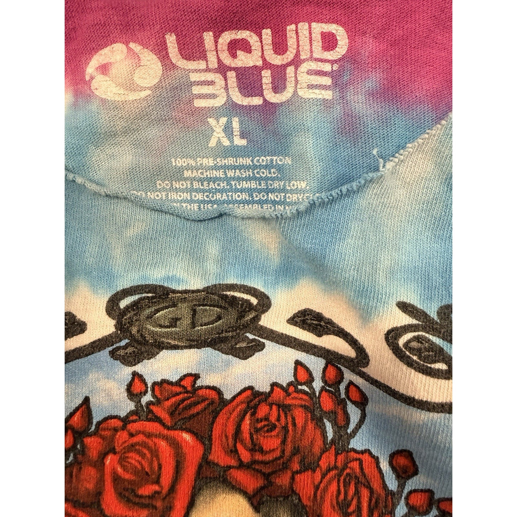 Liquid Blue Grateful Dead Tie Dye Cut Off Shirt XL Skeleton Roses Tank Tee