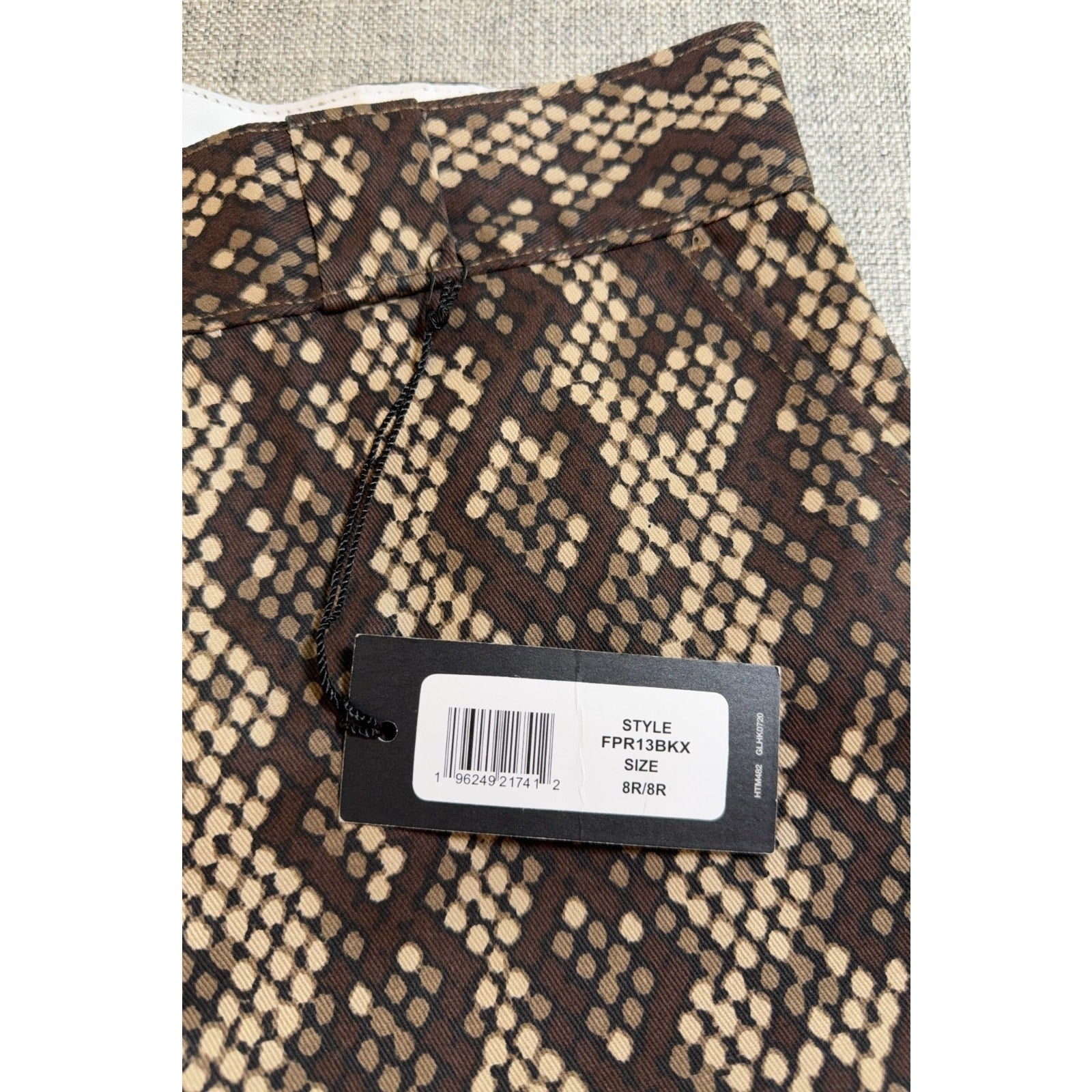 Dickies Womens 8R Snakeskin Pants Brown Python Workwear Trousers NWT