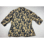 Coldwater Creek Womens PM 10-12 Floral Tapestry Blazer Jacket Black Tan 3/4 Slee