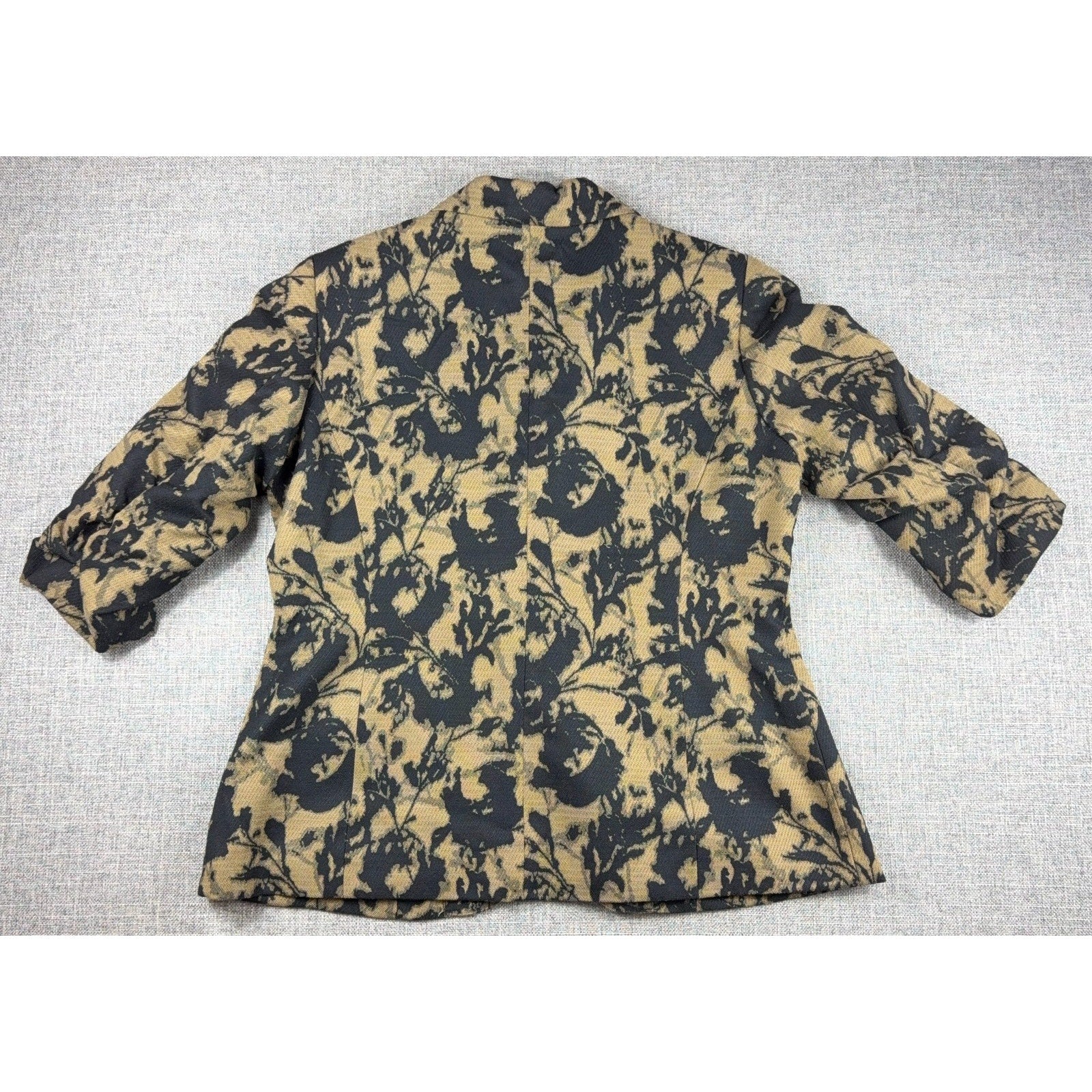 Coldwater Creek Womens PM 10-12 Floral Tapestry Blazer Jacket Black Tan 3/4 Slee