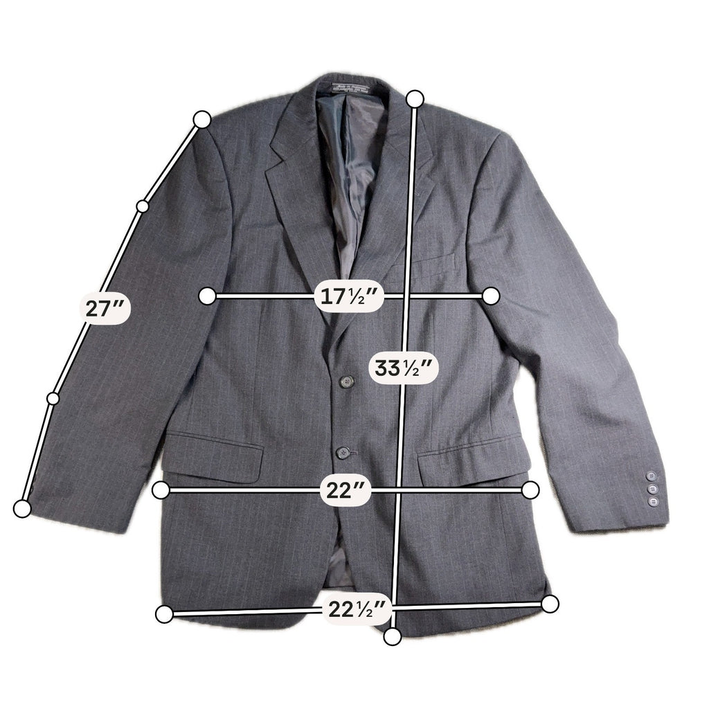 Bernhard Altmann Blazer Mens 42R Charcoal Gray Pinstripe Wool Blend Suit Jacket