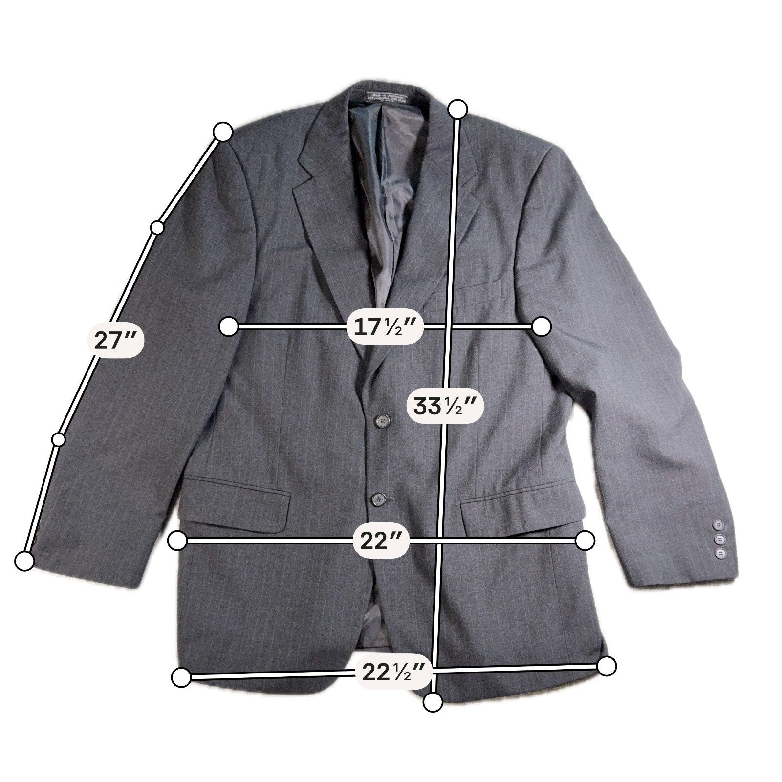Bernhard Altmann Blazer Mens 42R Charcoal Gray Pinstripe Wool Blend Suit Jacket