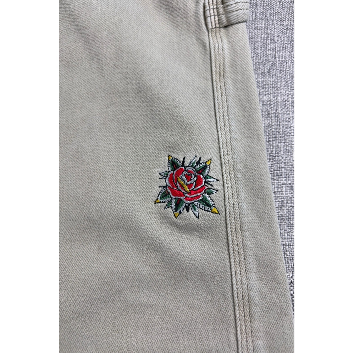 Hollister Carpenter Jeans 32x34 Custom Rose Embroidery Workwear Baggy