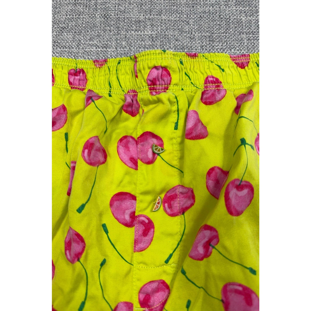 PINK Victoria’s Secret Cherry Print Sleep Shorts Womens Large Neon Yellow