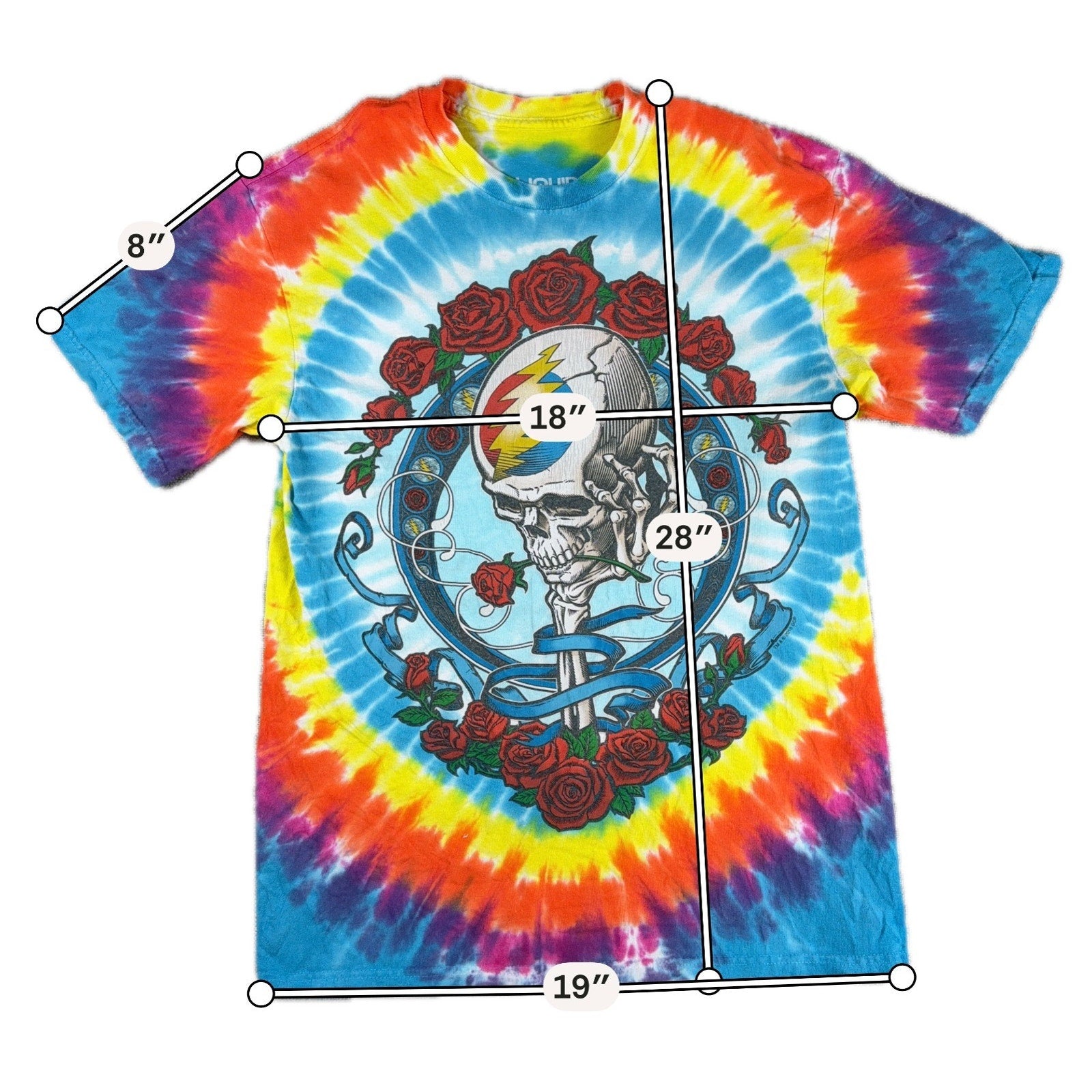 Liquid Blue Grateful Dead T Shirt Mens M Tie Dye Bertha Skull Roses Steal Face