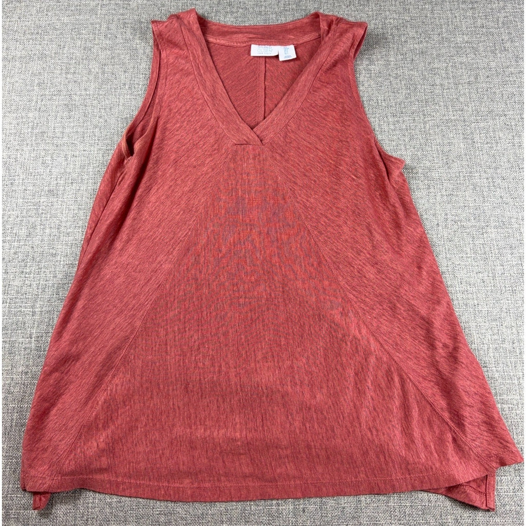 Sigrid Olsen 100% Linen Tank Top Women Small Coral V Neck Tunic A Line