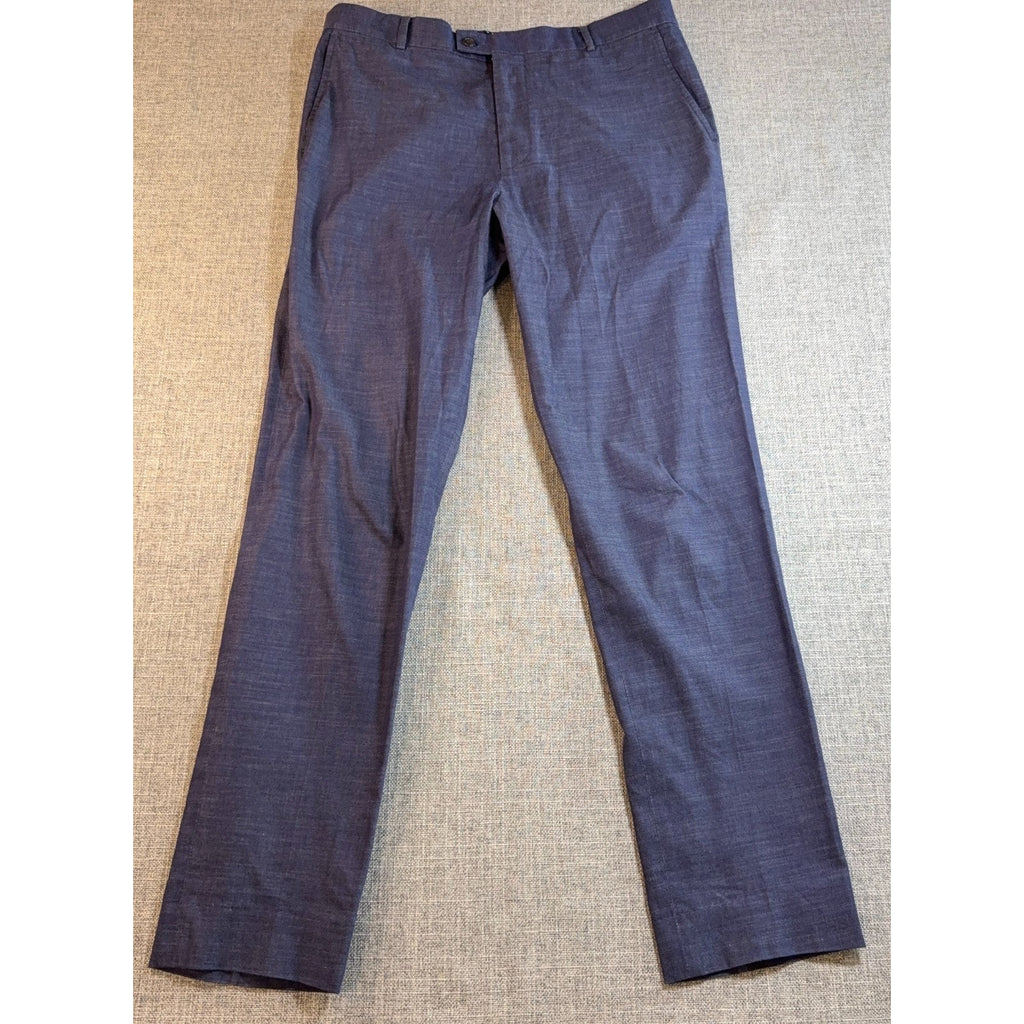 Walker Slater Boyd Trousers Mens Tag 32 Blue Cotton Tailored Pants 35x31