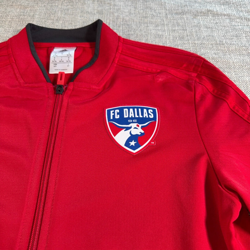 Adidas FC Dallas MLS Soccer Jacket Womens S Red Full Zip Track Warm Up 3 Stripe