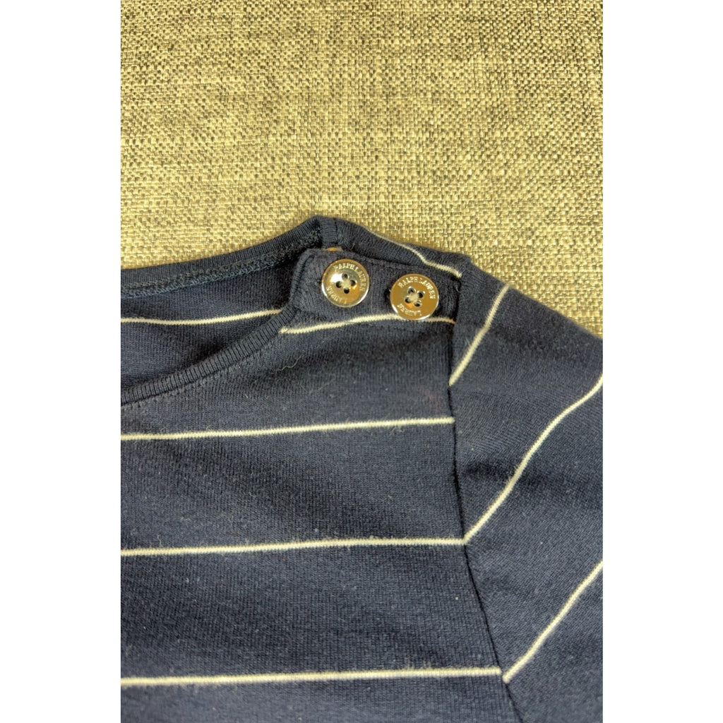 Lauren Ralph Lauren Dress Small Navy White Stripe Boat Neck Cotton Sheath Nautic