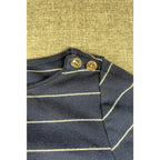 Lauren Ralph Lauren Dress Small Navy White Stripe Boat Neck Cotton Sheath Nautic