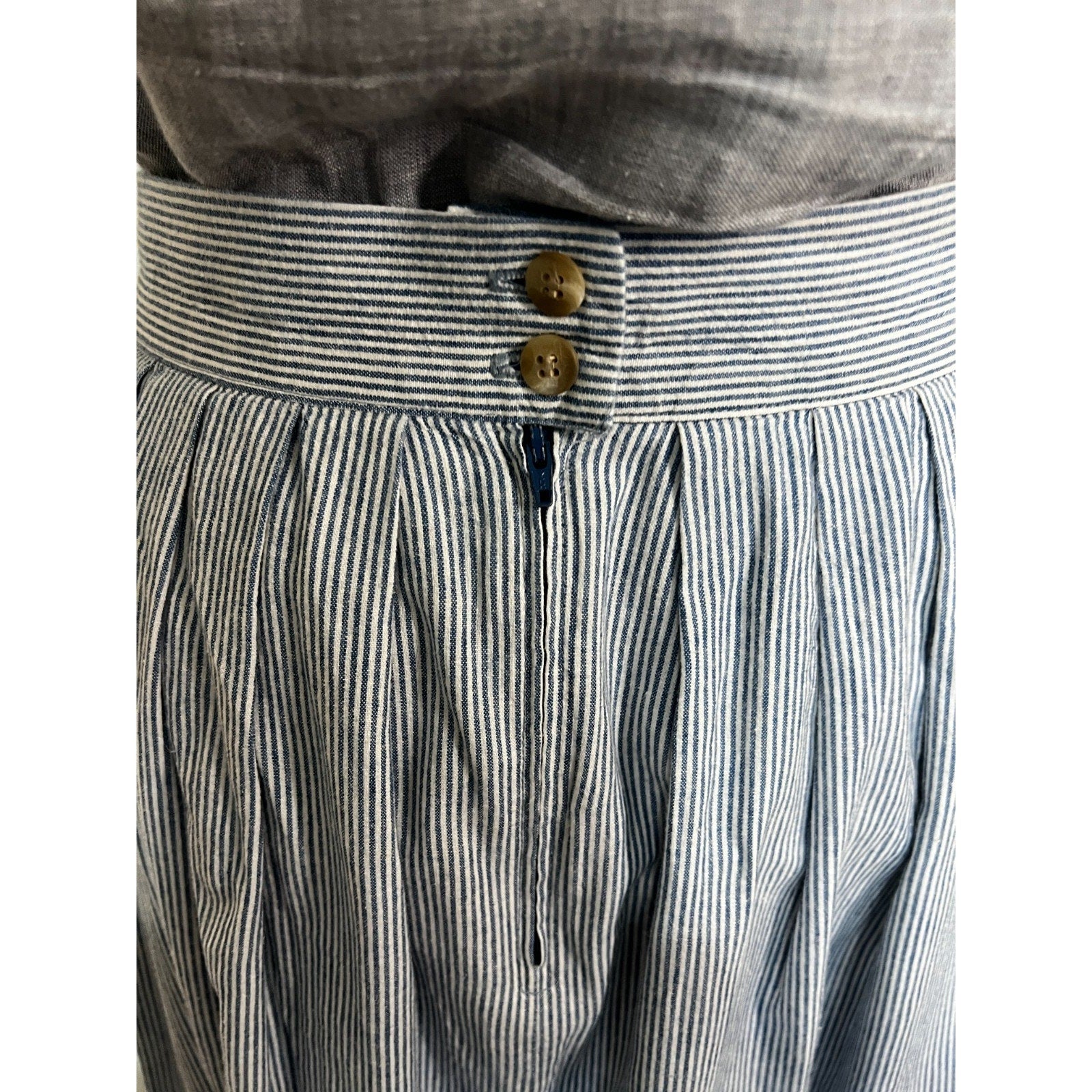 Ruff Hewn Maxi Skirt Womens Blue White Striped High Waist Cottagecore Prairie Bo
