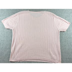 Croft & Barrow Womens XL Pink Cable Knit Short Sleeve Sweater Top Cotton