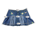 Old Skool Denim Pleated Mini Skirt Womens 20 Y2K Patch Neon Stitch Plus Size