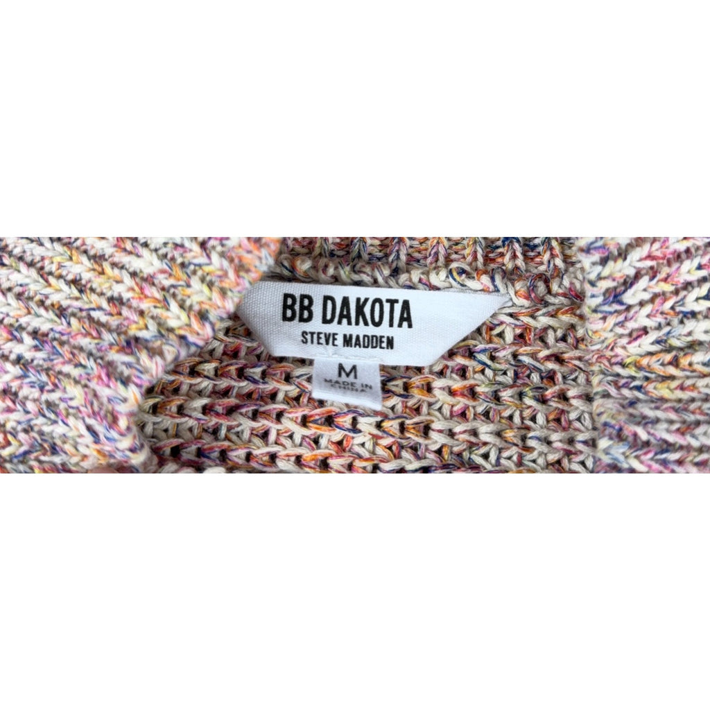 BB Dakota Steve Madden Sweater Womens M Multicolor Marled Crop Mock Neck Balloon