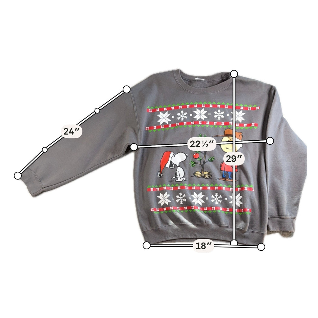 Peanuts Snoopy Charlie Brown Christmas Sweatshirt Adult L Gray Holiday 2017