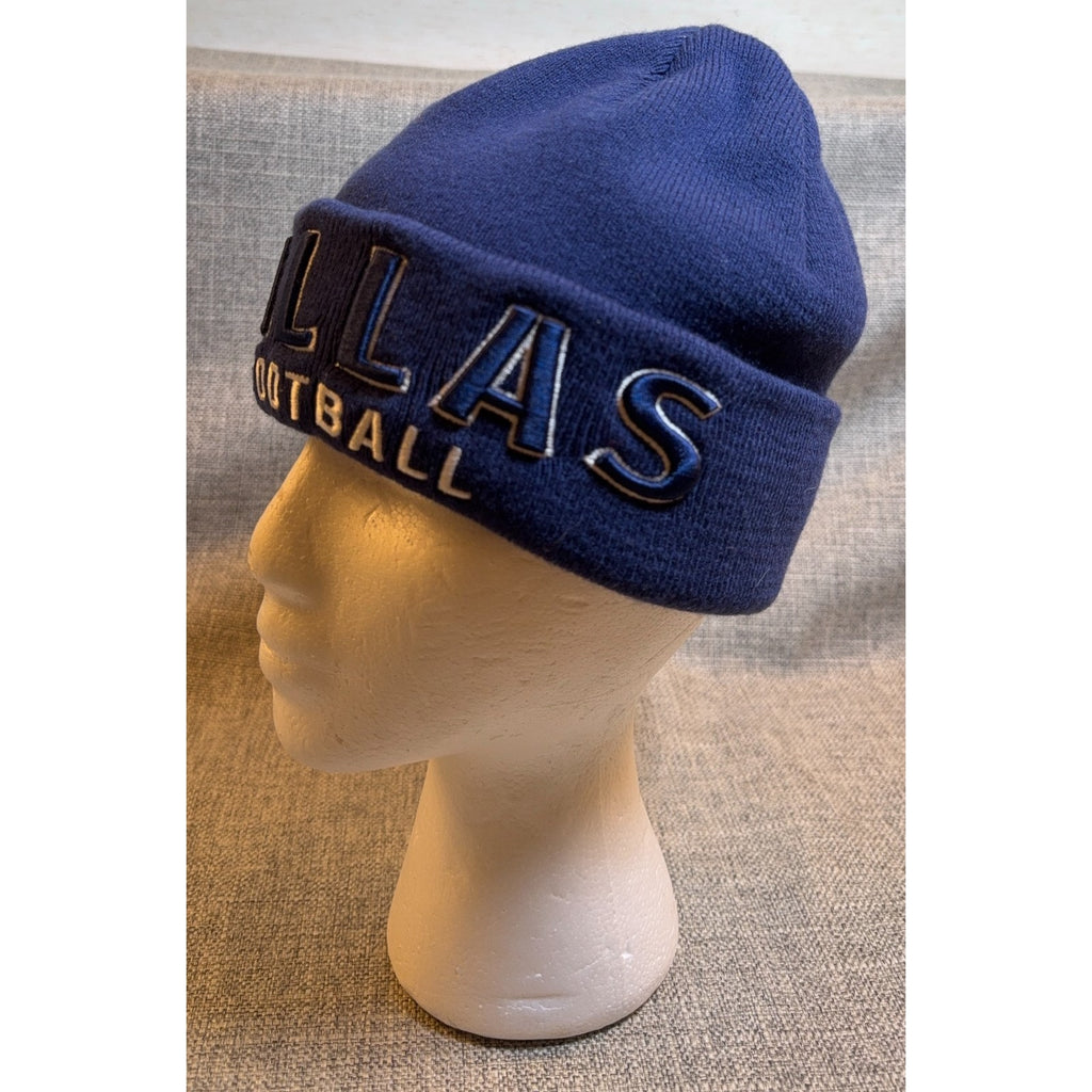 Dallas Football Knit Beanie Hat Lot of 2 Navy Gray Pom Cuffed Winter