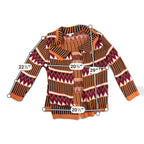 A Knitch Above 2X Cardigan Southwestern Geometric Knit Orange Burgundy Made USA