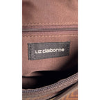Liz Claiborne Brown Monogram Shoulder Bag Purse Faux Leather Geometric