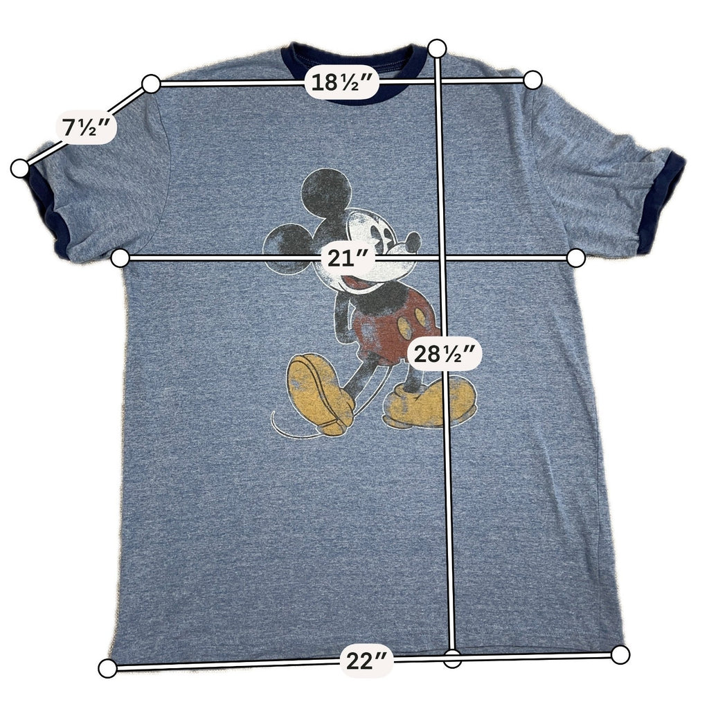 Disney Parks Mickey Mouse Mens M Gray Ringer T Shirt Distressed Graphic Tee
