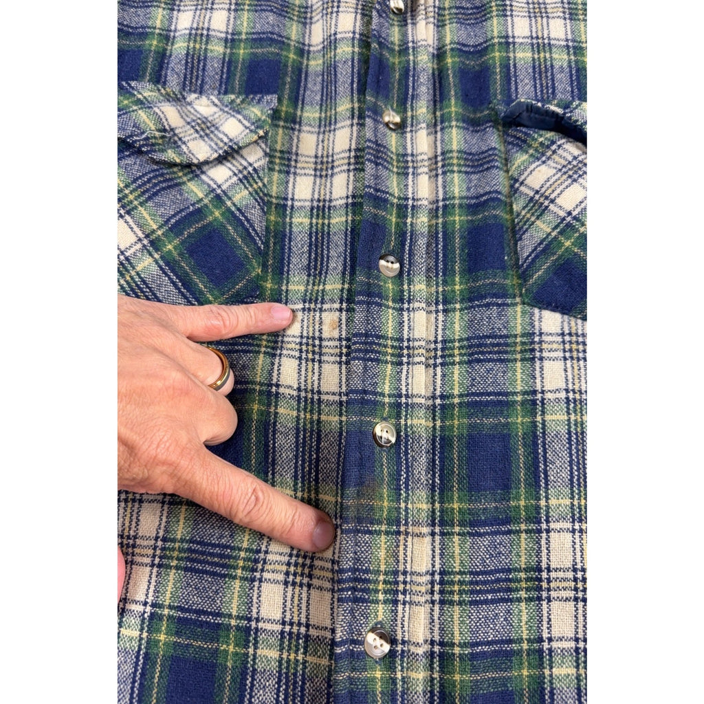 Vintage 1980s Bruce Jenner Plaid Flannel Shacket Mens L Quilted Lined Korea