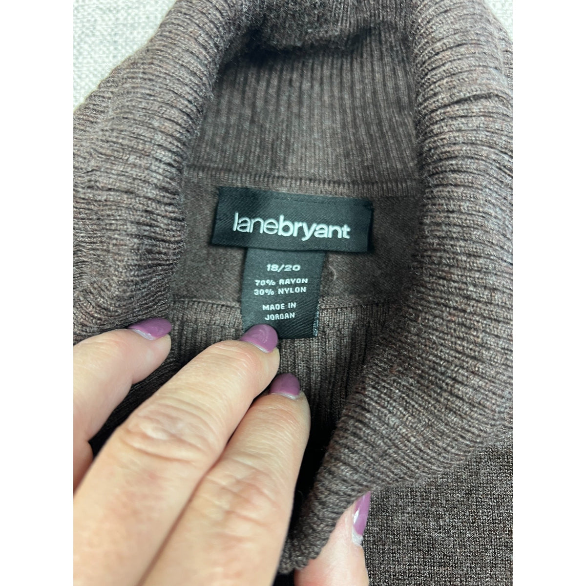 Lane Bryant Turtleneck Sweater Women's 18/20 Brown Button Cuff Plus Size