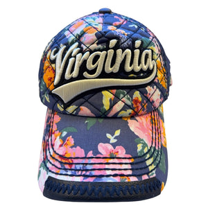 Robin Ruth Virginia Floral Hat Navy Quilted Cotton Adjustable Baseball Cap
